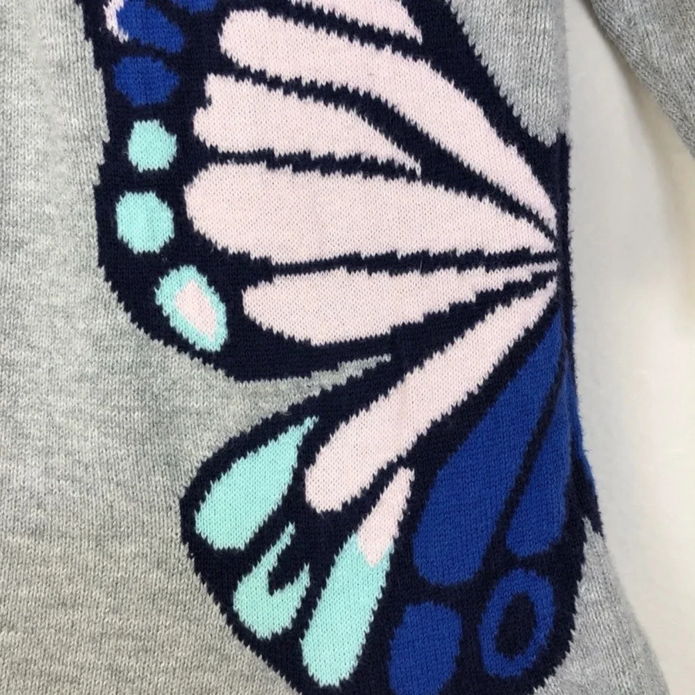 Gymboree Butterfly Sweater Dress Gray Pink Size 12-18 Months